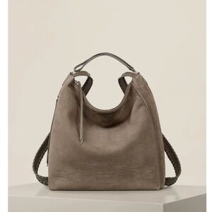 Allsaints Cooper backpack ash-grey suede